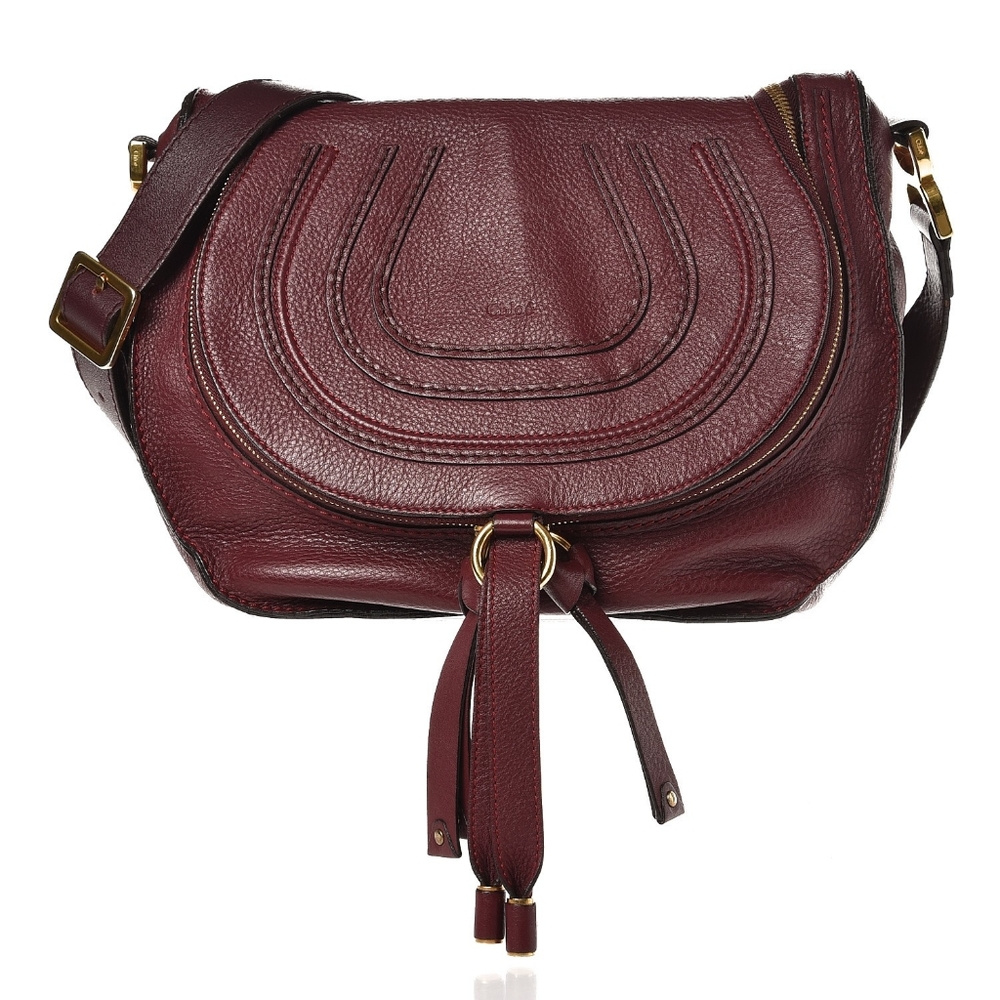 Chloé Medium Marcie Zip Leather Crossbody Bag Plum Purple